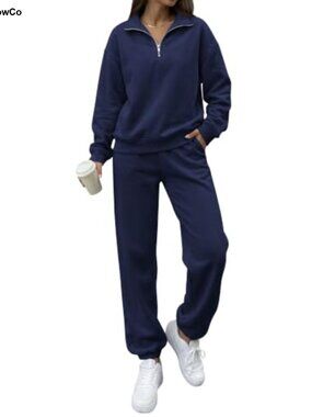 Women's 2 Piece Lounge Set Quarter Zip Sweatshirt Joggers